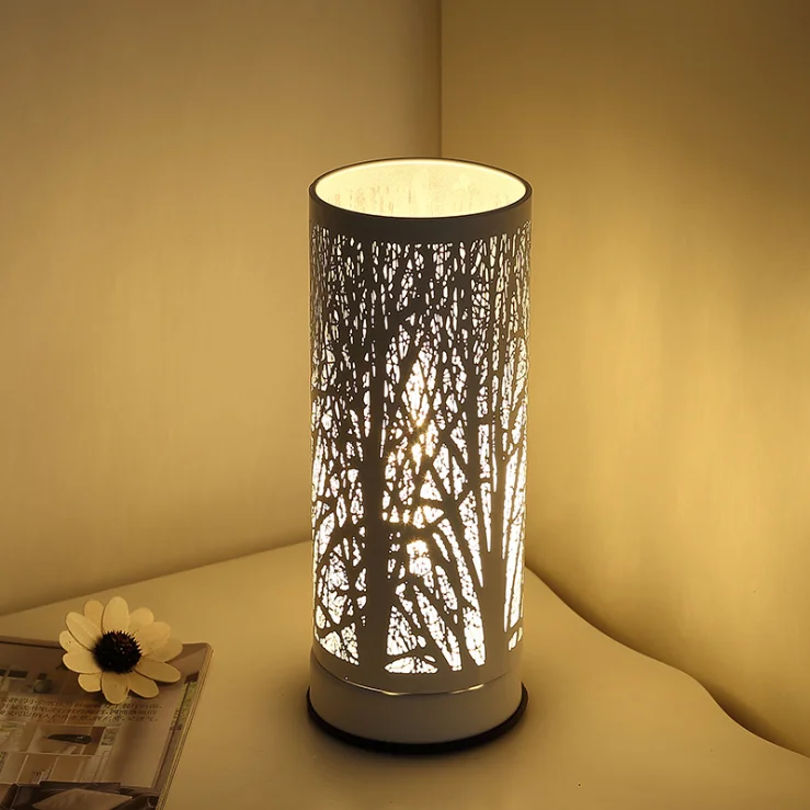 Forest pattern electric wax tart burner oil lamp fragrance oil burner metal wax melt burner