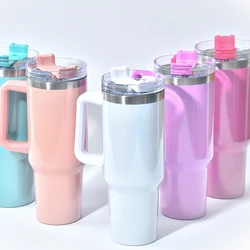 USA warehouse Stainless Steel Insulated Travel Water Tumbler Ice-flow Quencher Sublimation Leopard 40oz Tumbler with Handle