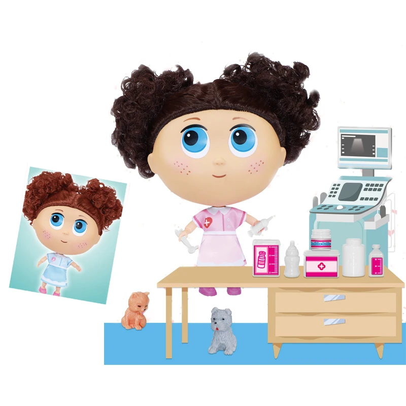 Big head plastic 7 inch 18 cm breeder with movable joint baby doll solid Joint body Fashion Doll Set for kids gift