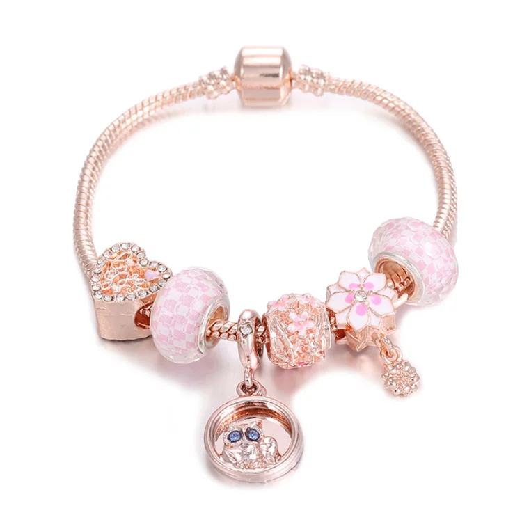Fashion Bulk Jewelry Designer Charms for DIY Bracelets & Bangles Rose Gold Charm Bracelet Women Jewelry