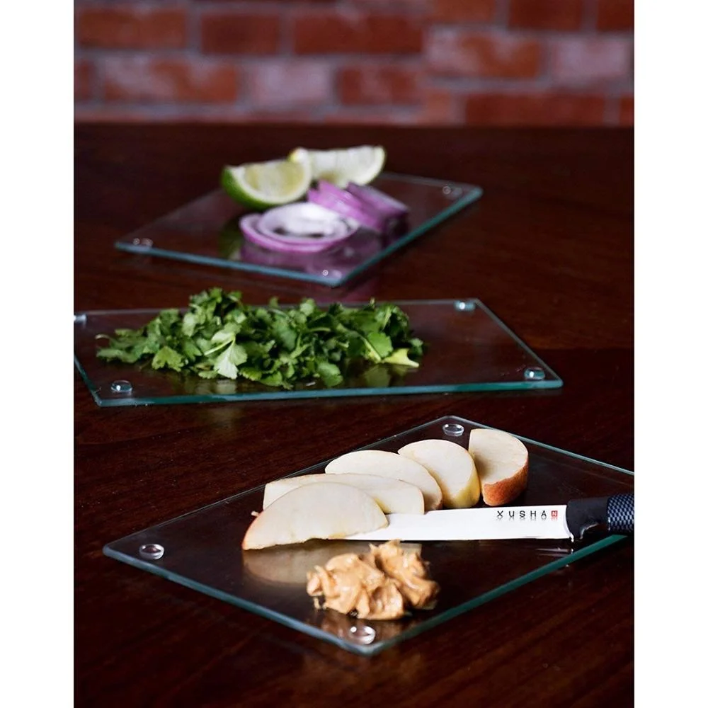 Glass Cutting Board Set by Clever Chef 4 Non Slip Cutting Boards are Shatter-Resistant, Durable, Stain Resistant, Dishwasher