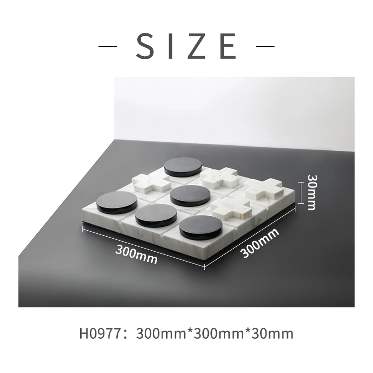 2022 Custom white black marble desktop accessories tic tac toe chess pieces board game for home interior