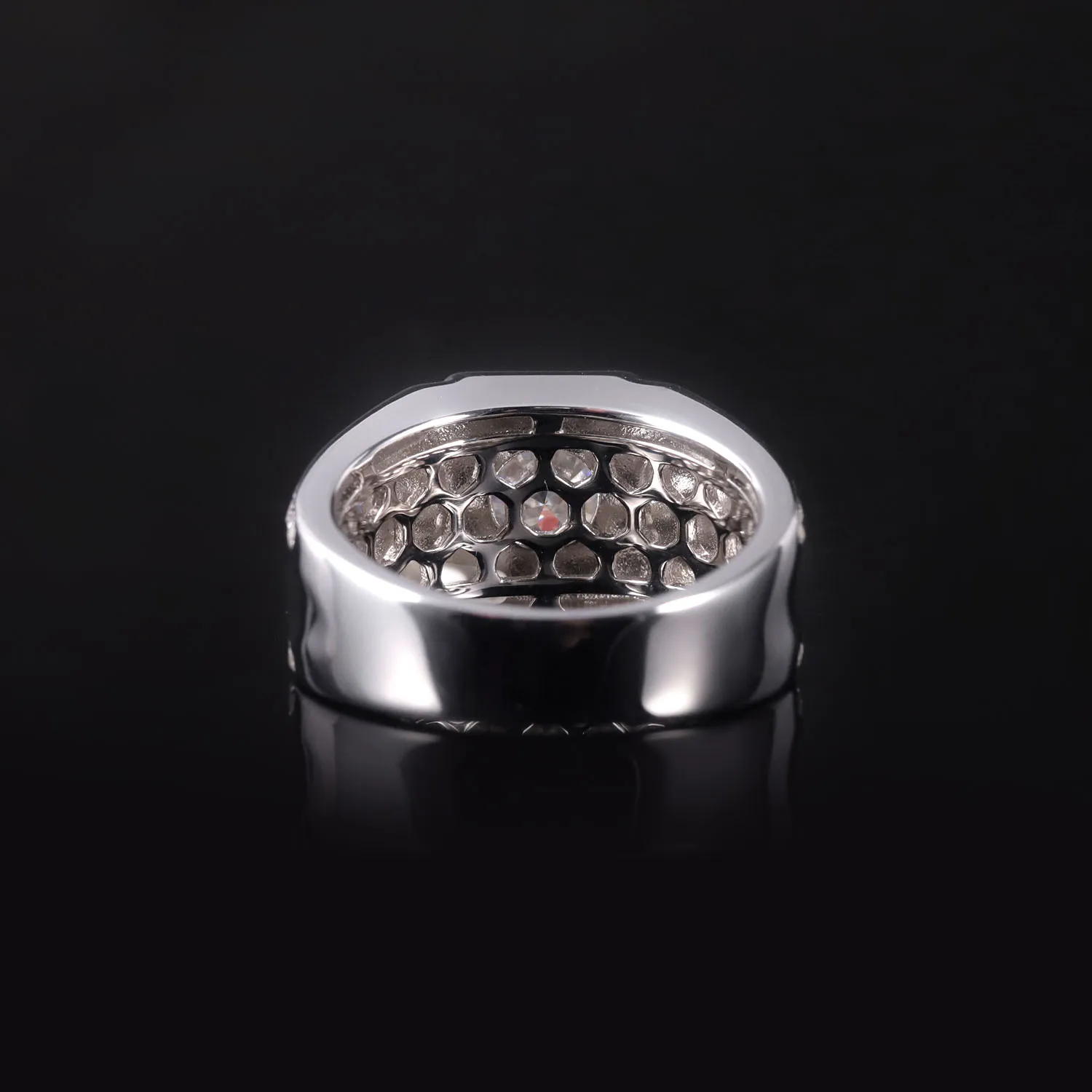 Abiding Customized Jewelry Perfect Finishing Pure 9K 10K 14K 18K Jewelry 3 Carats Diamond 9mm VVS Moissanite Men Gold Ring