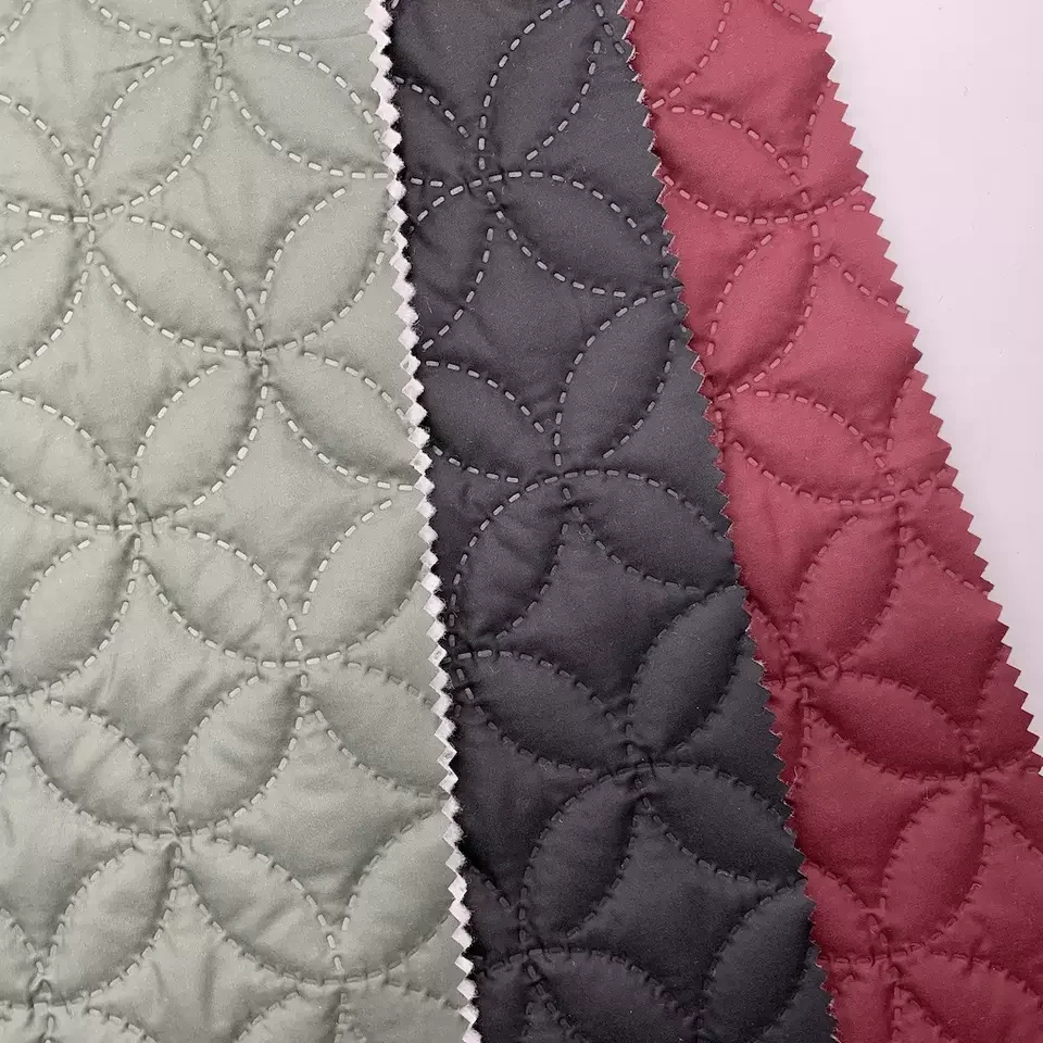 Winter Fabric  100% Polyester Ultrasonic Quilting Fabric 300t 3 Layers Pongee Quilted Cover For Jacket