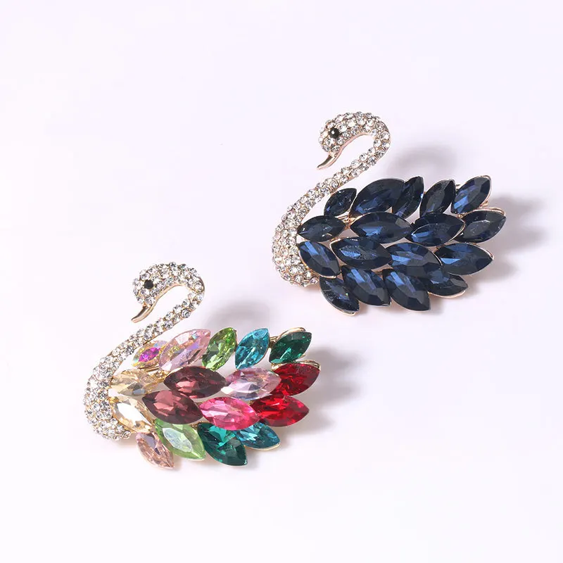 Cheap wholesale jewellery diy animal cubic zirconia turtle swan metal flower diamond brooch