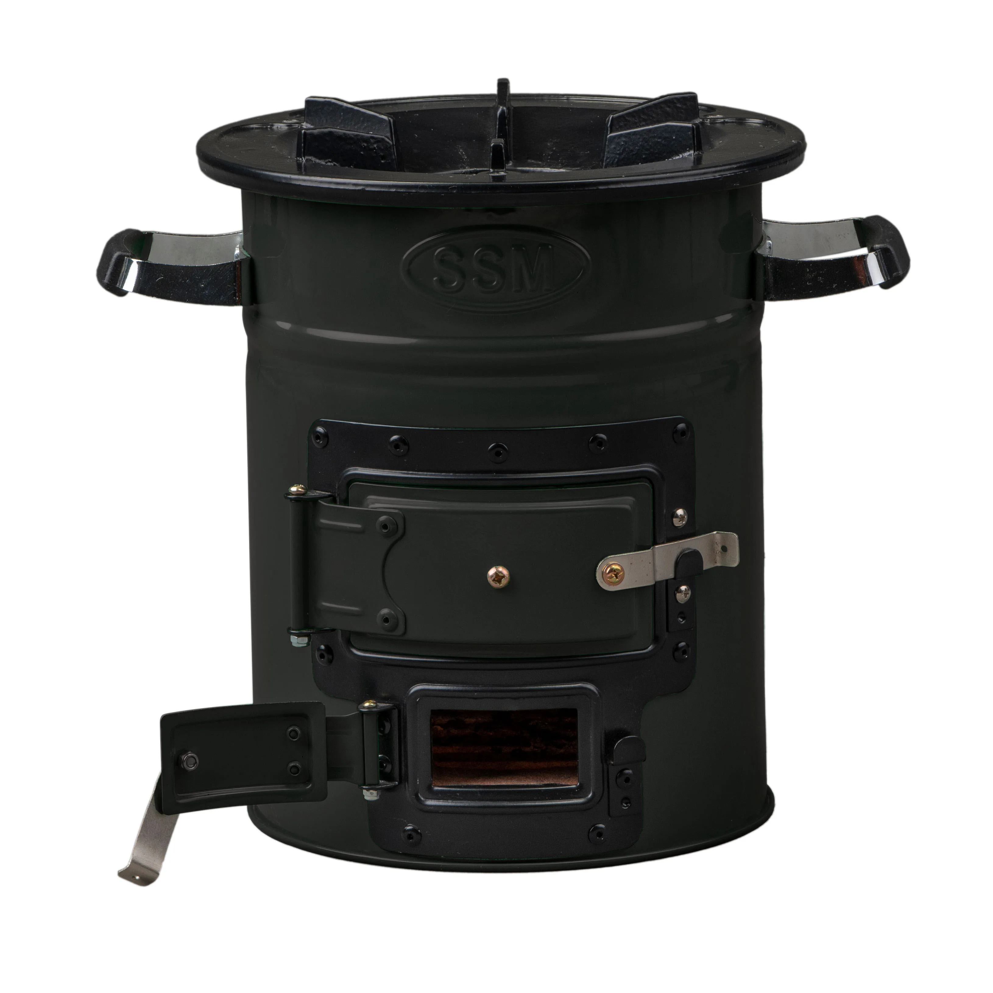 2023 hot sale rocket stove wood charcoal stoves with 2 doors adjustable air vent, Drak Green