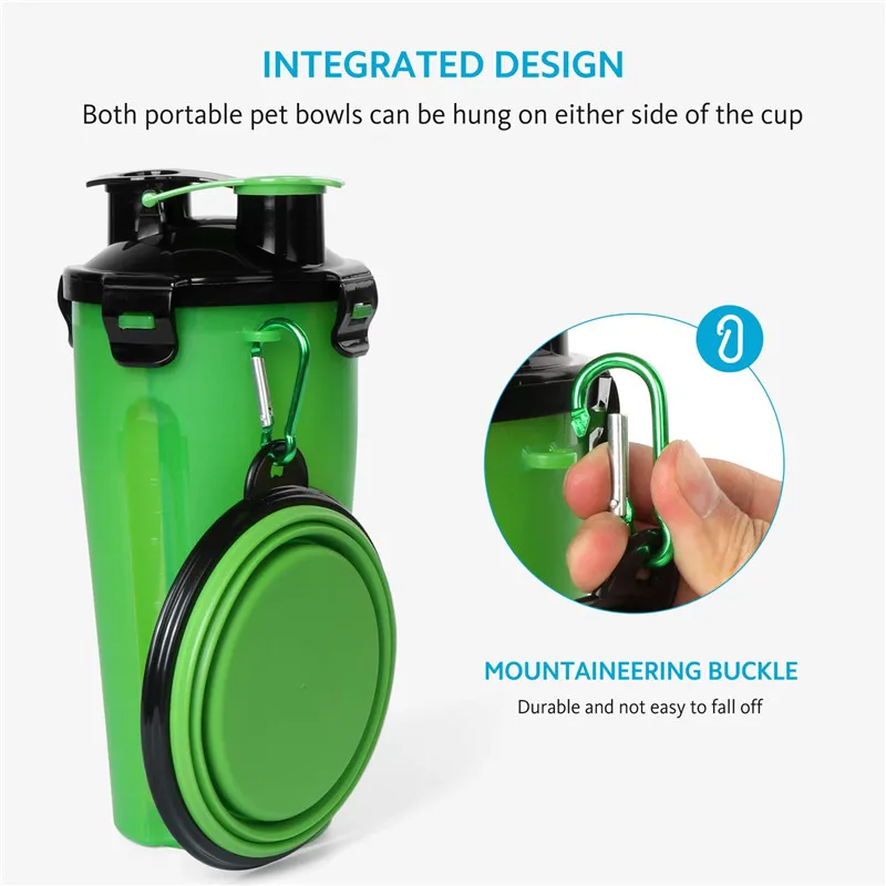 Dog 2 in 1 Bottle Pet Feeder Dog Water Bottle Collapsible Folding Bowl Travel Outdoor Food Water Storage For Cat Dog