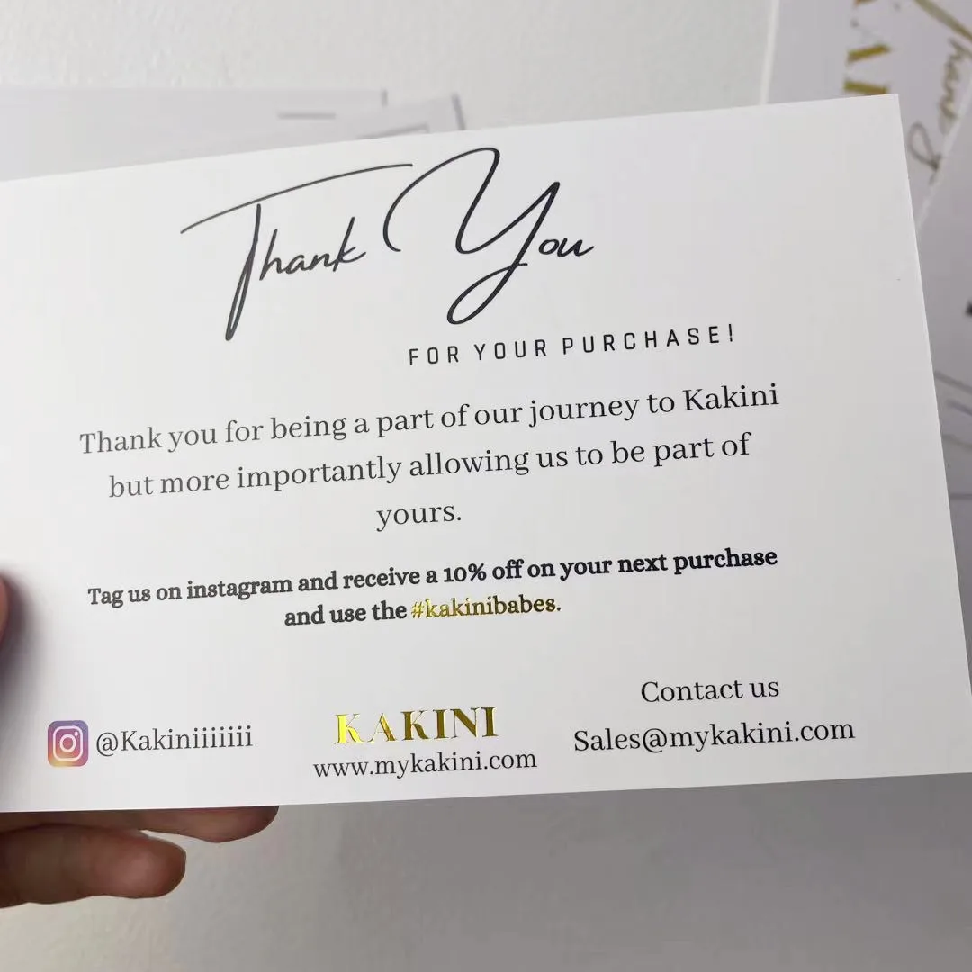 Wholesale custom logo packaging insert paper paperboard printing greeting thank you card for small business