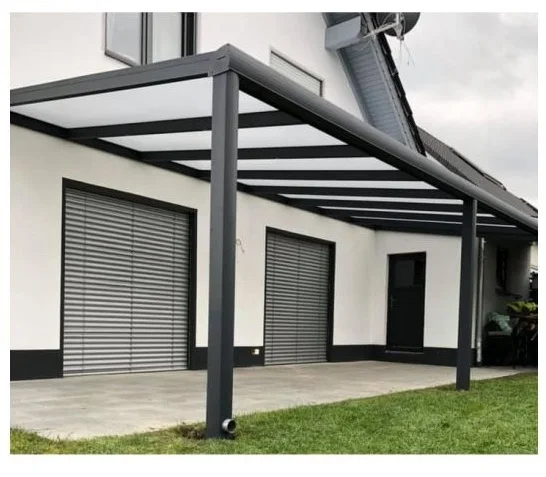 Electric Outdoor Garden Remote Controller Rainproof Louver Kits Aluminum Pergola With Polycarbonate Roof