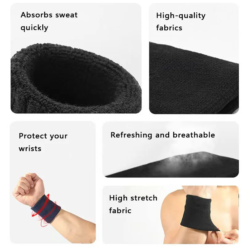 Factory wholesale custom embroidered Wrist Brace cotton football tennis baseball sports sweatband wristbands