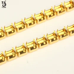 YL Golden Silver Plated Brass Cup Empty Rhinestone Cup Chain With Rond Base