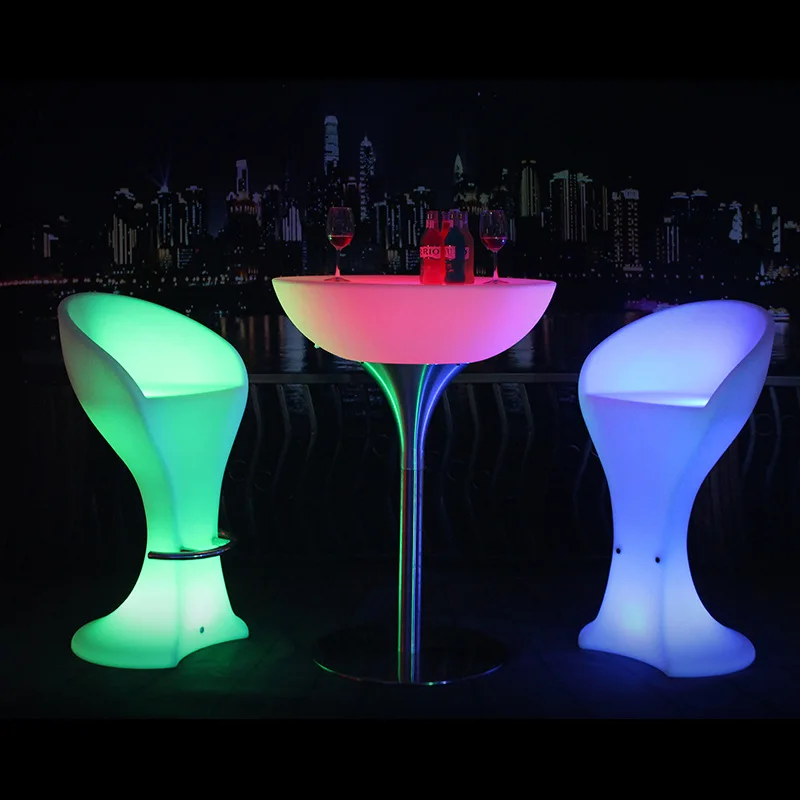 Luxury Hotel Party Led Table For Bar Waterproof Wedding Bar Glowing Bar Chair Illuminated Led Cocktail Table