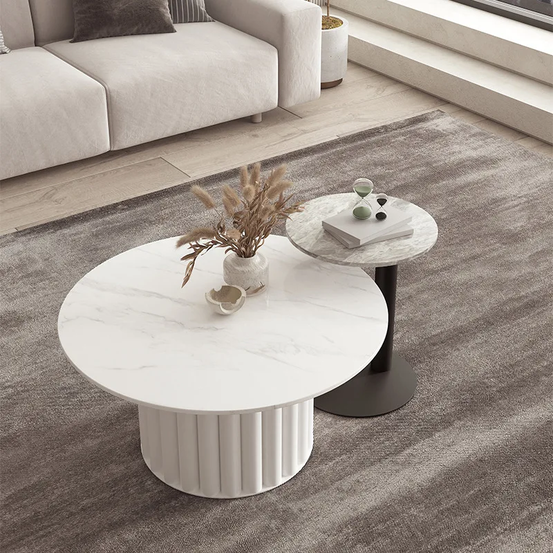 New Design Marble Pattern Top Round Coffee Table With Metal Frame Living Room Furniture