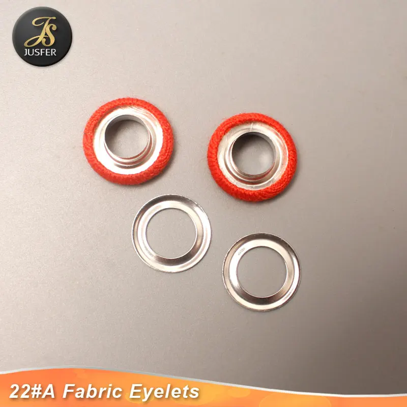 Jusfer new style 3 parts metal brass eyelets and grommets covered fabric for clothing