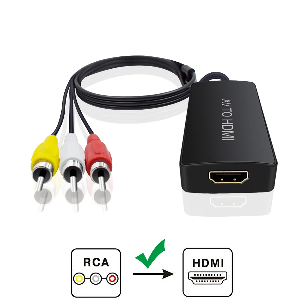 1x Mini AV Composite RCA CVBS Composite Video Audio R/L to HDMI Converter Wandler Adapter Converter 1080P