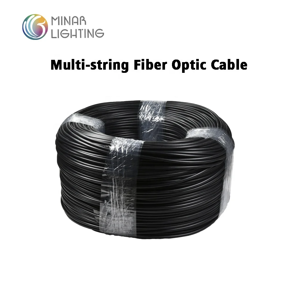 4pcs of 0.75mm fiber strands inside black PVC sheath multi-string end glow fiber optic light cable