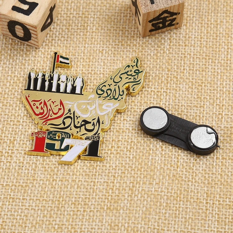 Wholesale custom high quality uae national day 3d design printed pin lapel