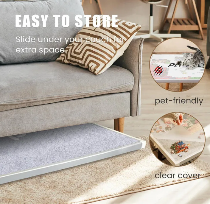 Wholesale Customized Creative Decorative Portable Lazy Susan 1500 Pieces Rotating Puzzle Board With Drawers and Cover