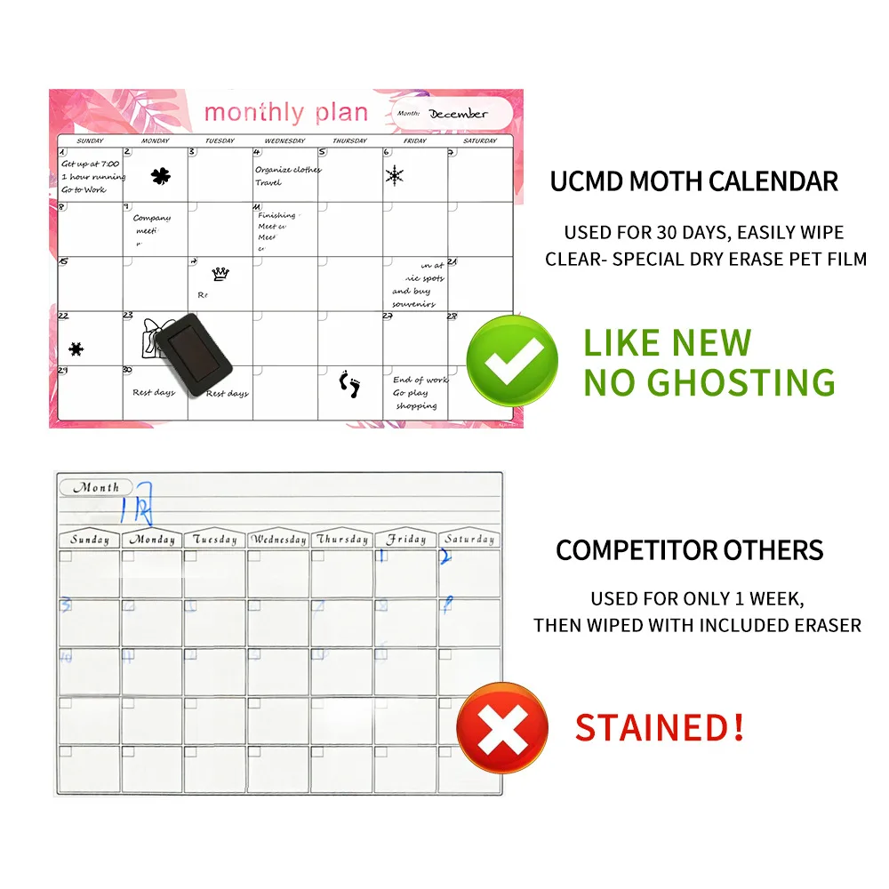 BIGIMAGE Custom Children Family Magnetic Calender Fridge Magnet Weekly Magnetic Planner whiteBoard Notepad Planner Kitchen Menu