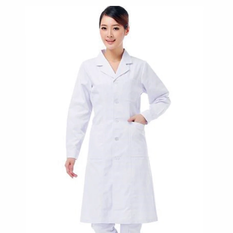 Custom white long sleeve 100% cotton unlined long gown coat clothing