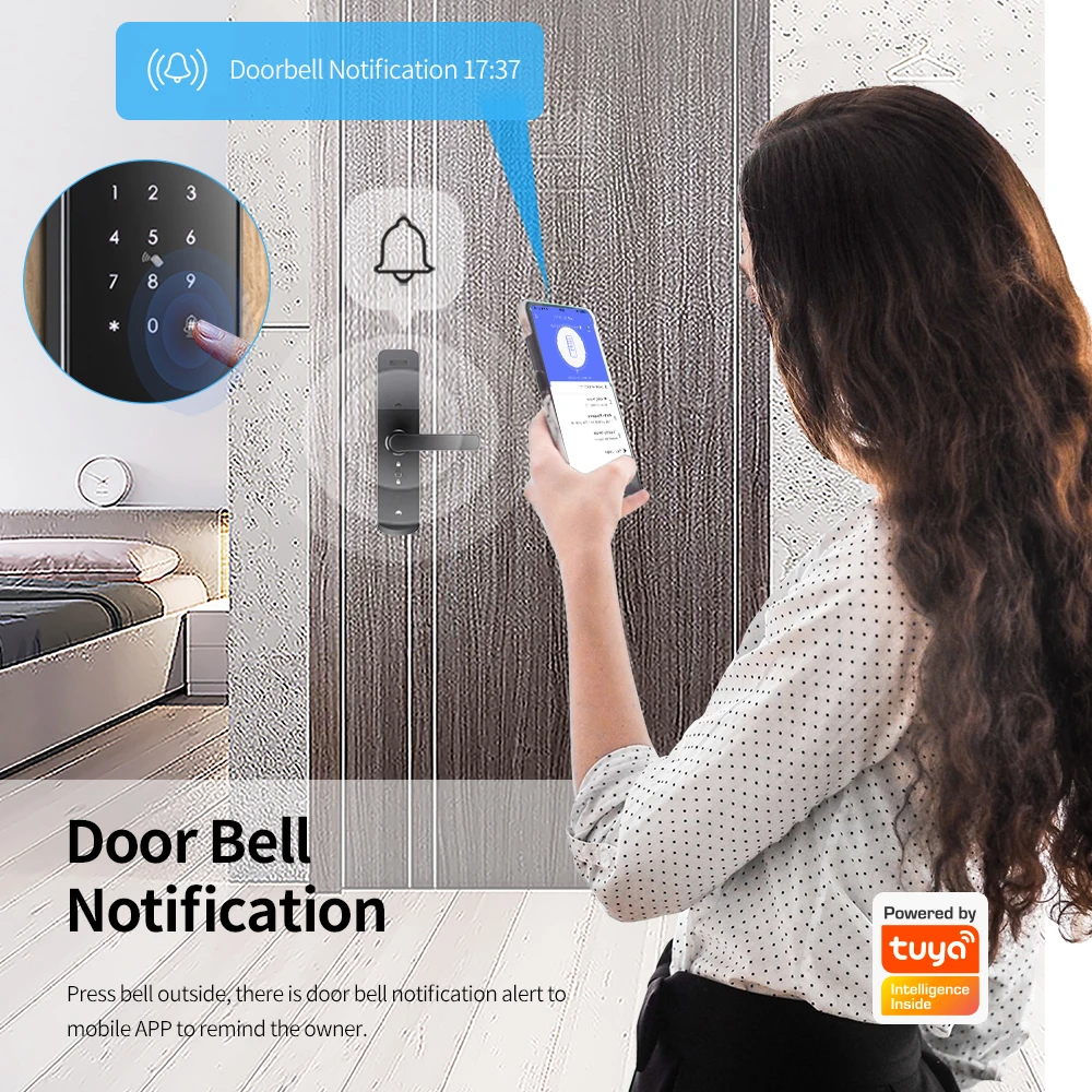 Single latch Electronic Keypad Keyless Entry Smart Home Digital Door Lock Fingerprint Lock