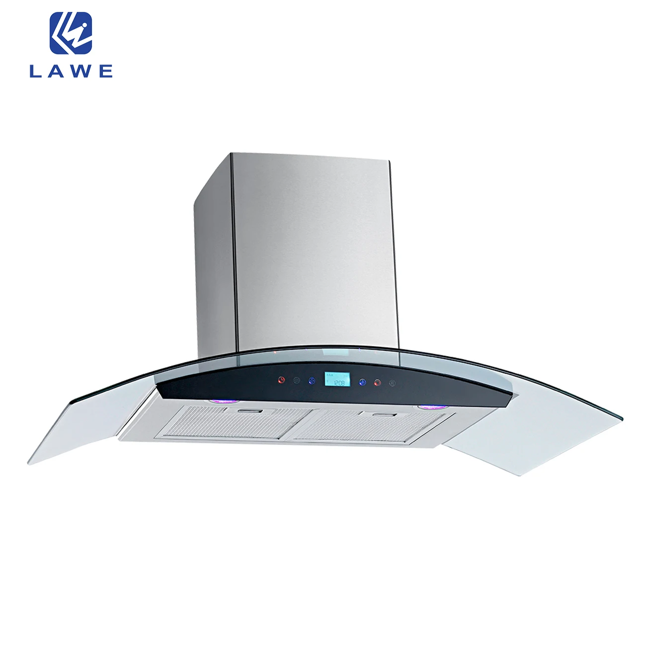 2023 Wall Mounted Curve Glass Cooking Smoke Extractor Chimney Stainless Steel Kitchen Smart Range Hood Auto Clean Hoods