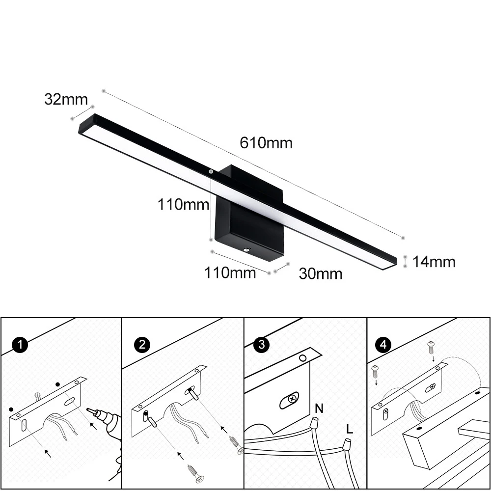 American Style Wall Mounted Over Mirror Bath Light Vanity Makeup Filling Lighting Fixture