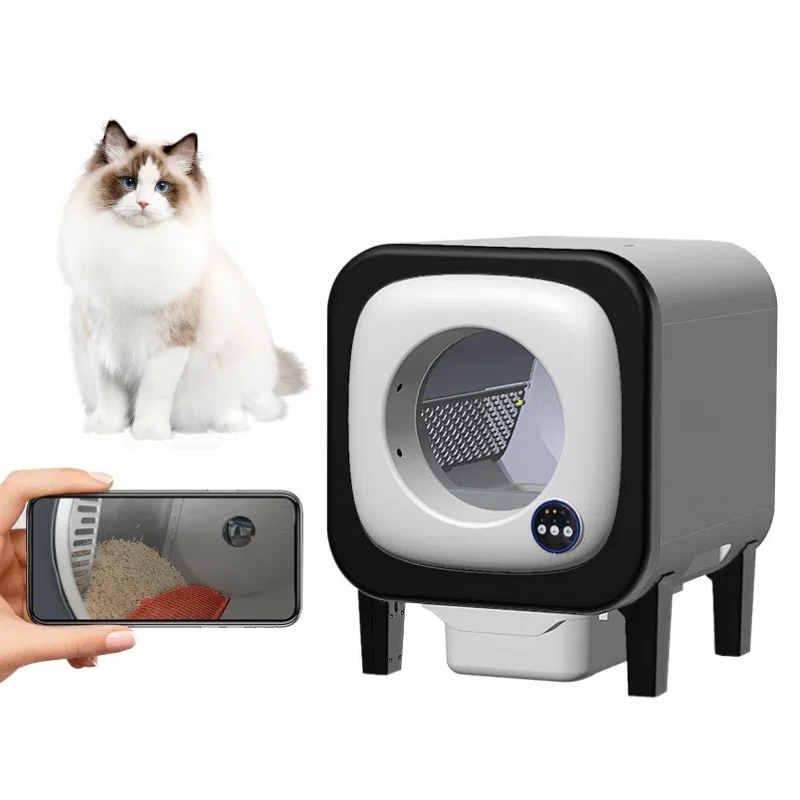 Smart Cat Litter Box with Video Monitoring and Mobile APP Integration 10L Toilet Storage Bin Automatic deodorizing cat toilet
