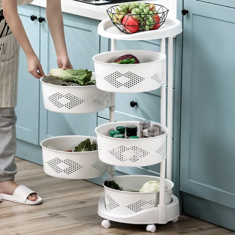 Multipurpose Home Kitchen Rotating Fruit Vegetable Storage Basket Rack 2021