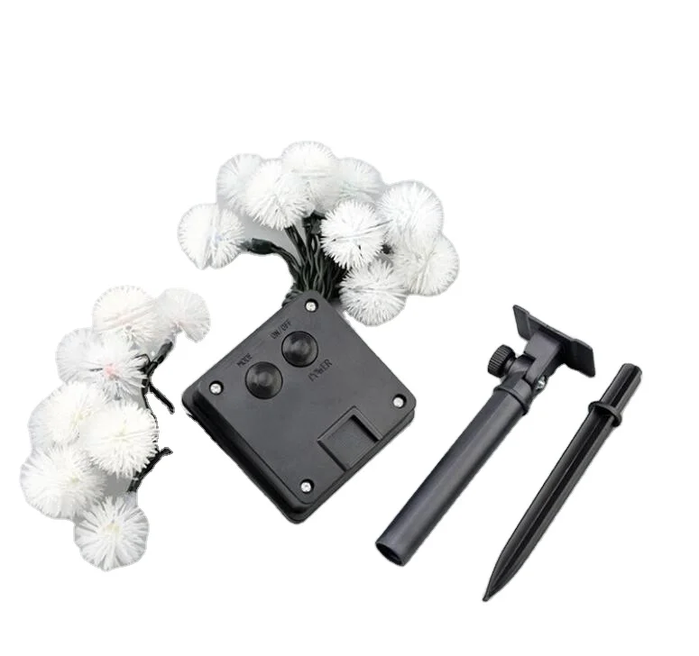 LED Snow Ball Pompom String Lights Battery Box 8 Function Flashing Christmas Decoration Light Hairy Ball Solar String Lights