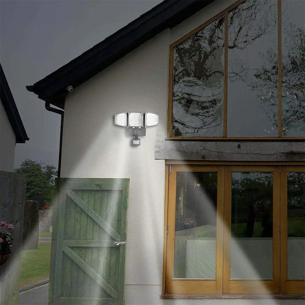 
hot sell triple head 188 LED solar powered outdoor garden led light solar pir motion sensor new led flood lights 