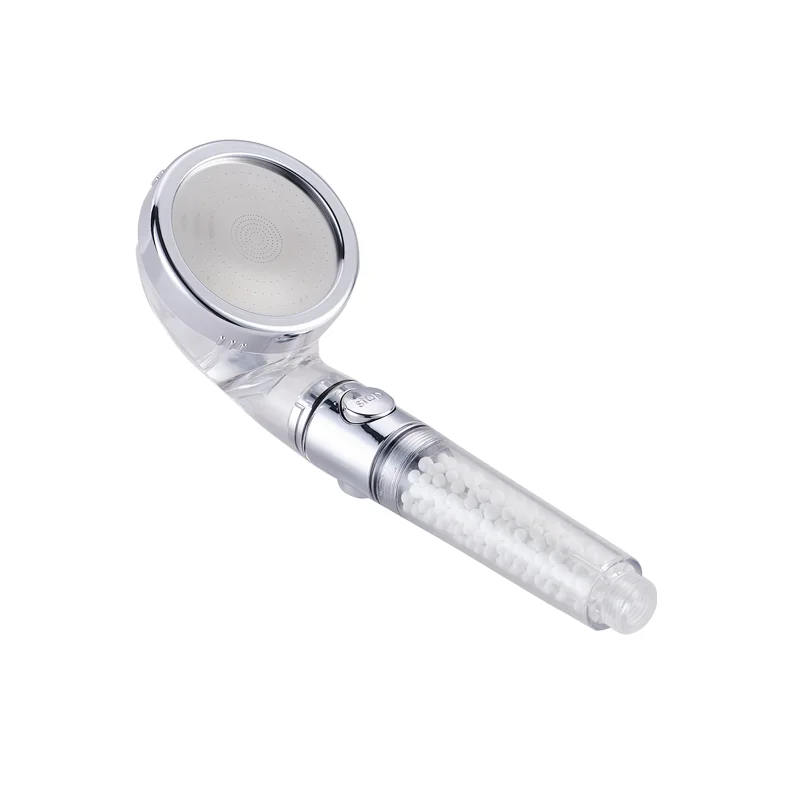 Hot selling high pressure water saving 3 function bathroom handheld shower head with one key water stop anion stone filter
