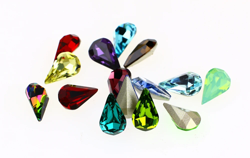 premium peridot drop Jewelry Accessories K9 crystal point back loose stone jewelry crystal element