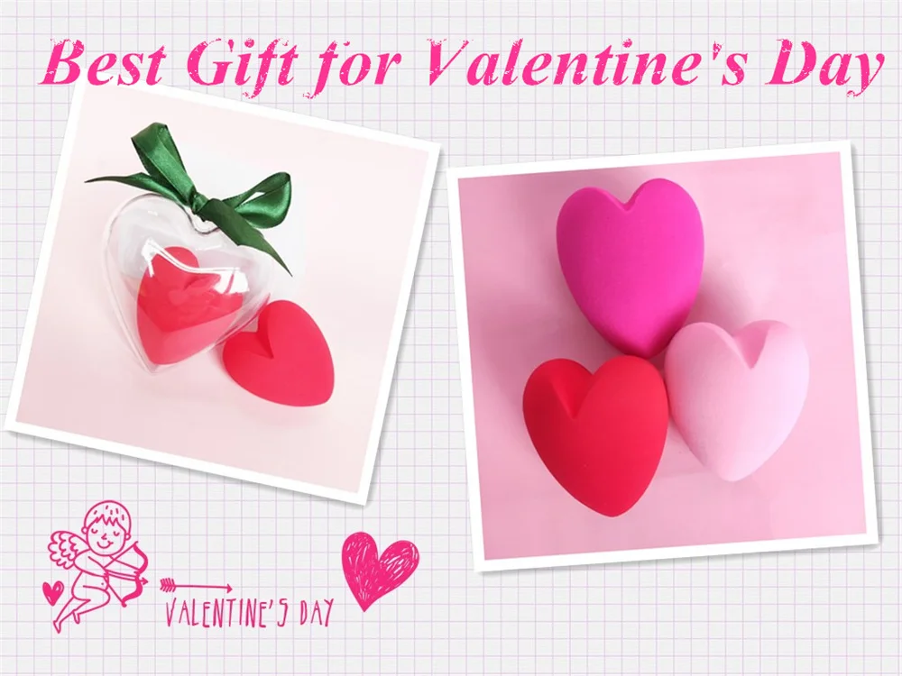 High Quality Private Label Super Soft Mini Heart Makeup Sponge Foundation Cosmetic Facial Sponge Blender for Makeup Application