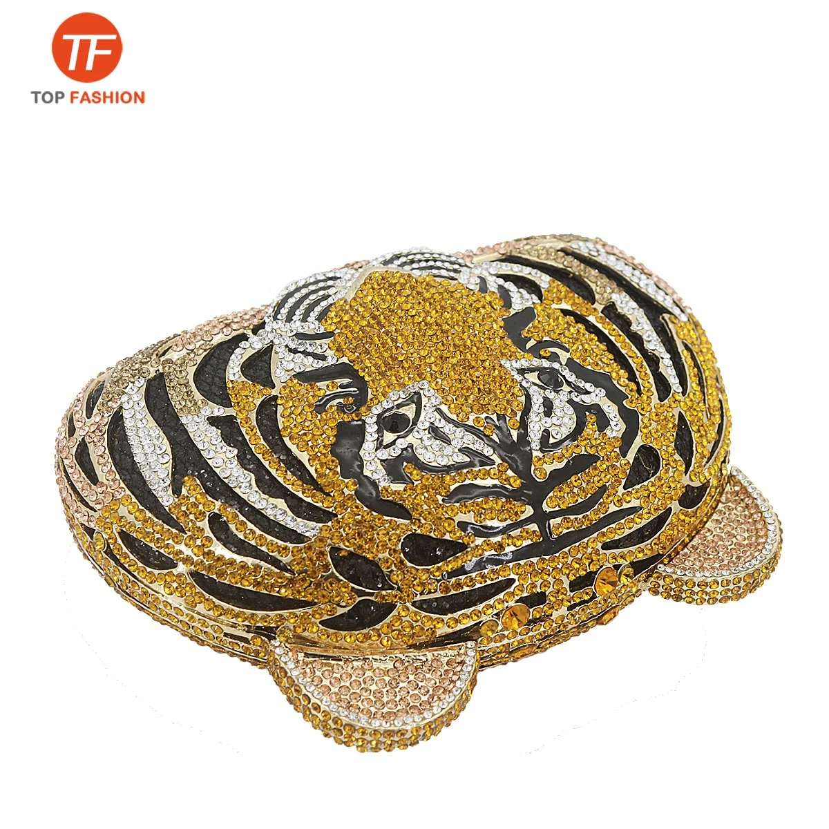 China Factory Wholesales Crystal Rhinestone Clutch Purse for Formal Party 3 D Tiger Head Diamante Evening Bag