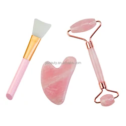 Original Factory Skin Care Set Direct Sale High Quality Rose Quartz Jade Rollers Set