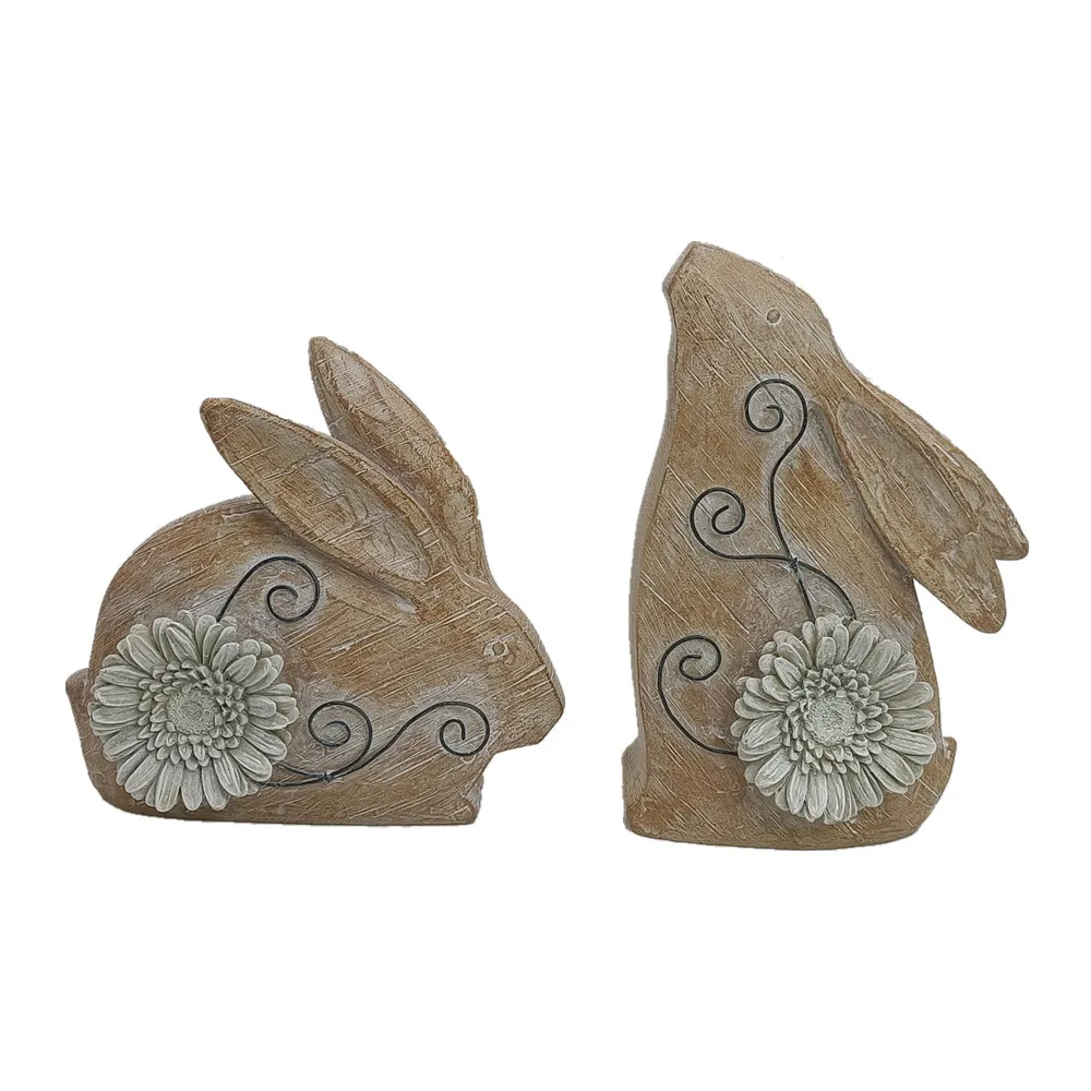 Garden Decoration Wholesales Animal Rabbit Statue Garden Green Moss Sitting Rabbit Spring Easter Bunny Figure