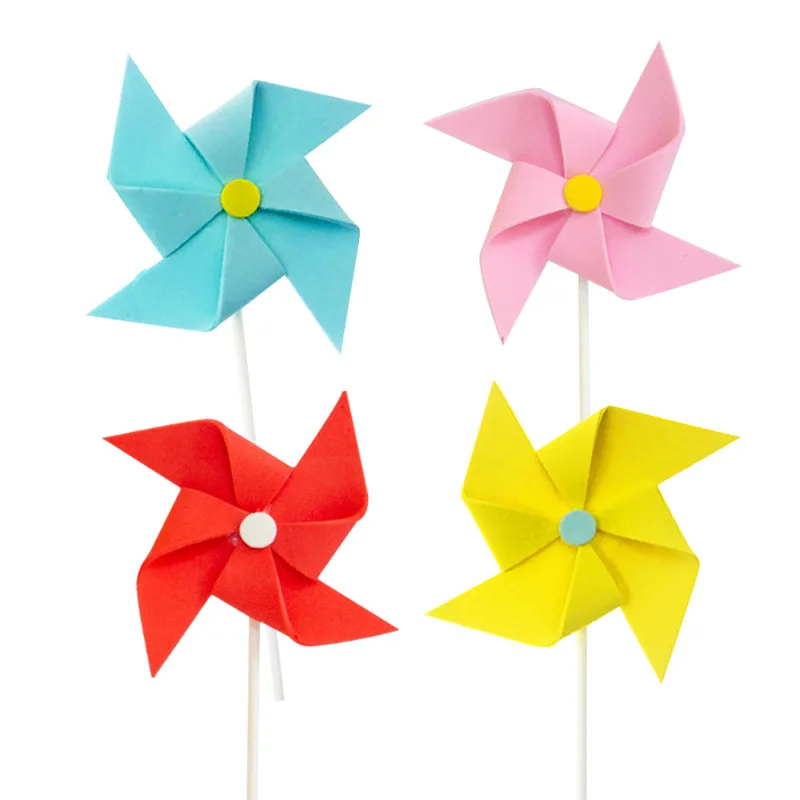 High quality windmill cake topper decor cupcake wedding birthday party decoration custom acrylic cake topper