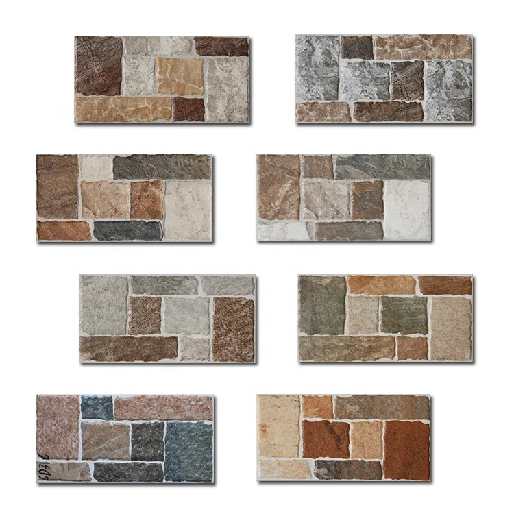 vintage unbreakable non slip digital glazed rustic decorative outdoor stone brick ceramic exterior wall tiles