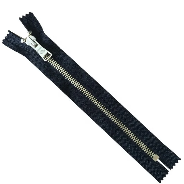 Factory Direct Price No.5 Metal Zipper 100% Cotton Tape Brass Metal Zipper For Leather Garment