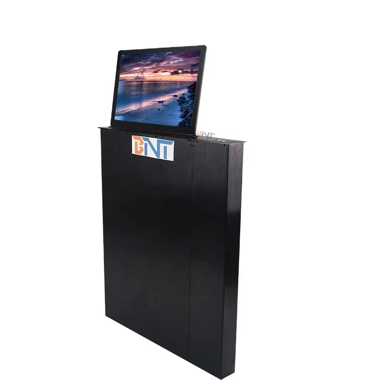 Smart office conference slim LCD monitor motorized lift mechanism with the screen and microphone