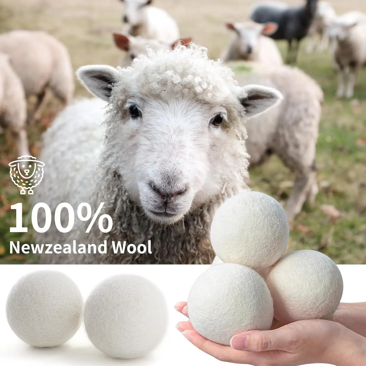 2024 hot sell Wool Balls Nature Organic 100% New Zealand 7cm Wool Drying Balls For Laundry