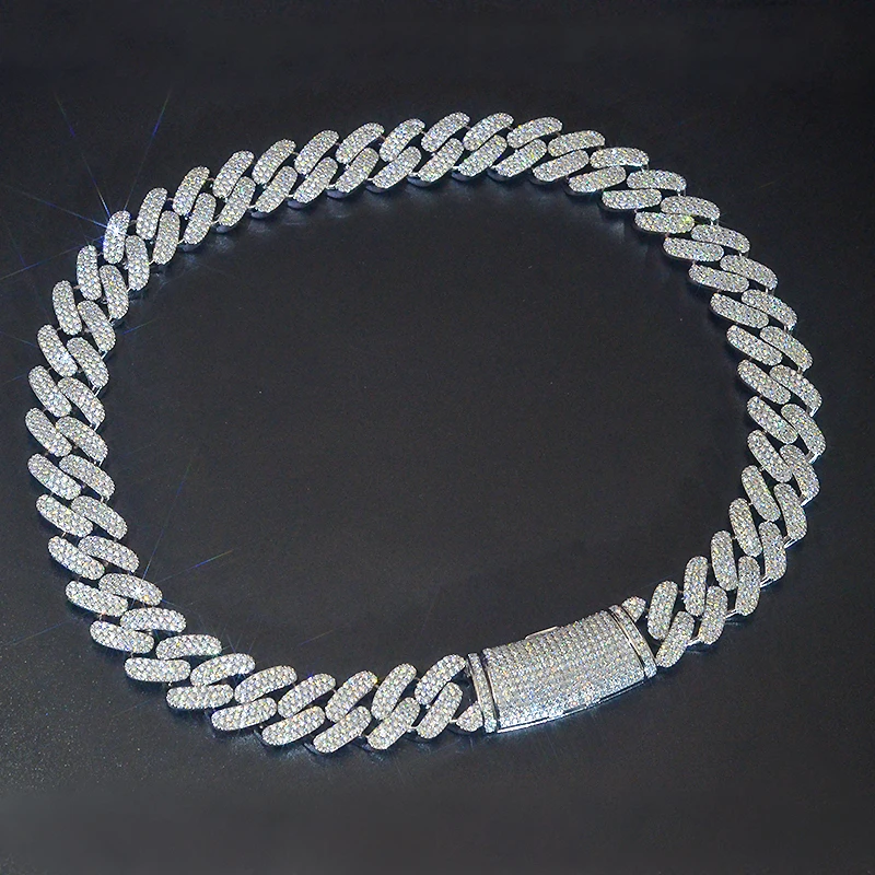 925 стерлингового серебра ВВС настоящий CVD шарошка Звездочка для Майами КУБИНСКИЙ звено цепи 18k позолоченные Муассанит кубинская цепь mossan в стиле «хип-хоп» ожерелье