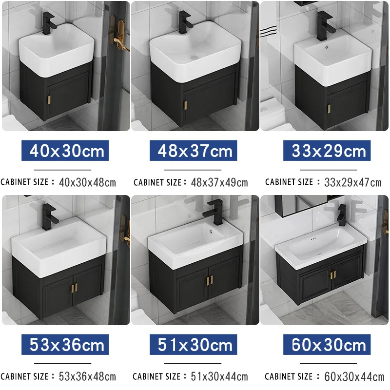 Modern Wall Cabinet Bathroom Sink Customized Style Mirrored Cabinets with Sink Bathroom Vanity Set Cabinet Soft Black Waterproof