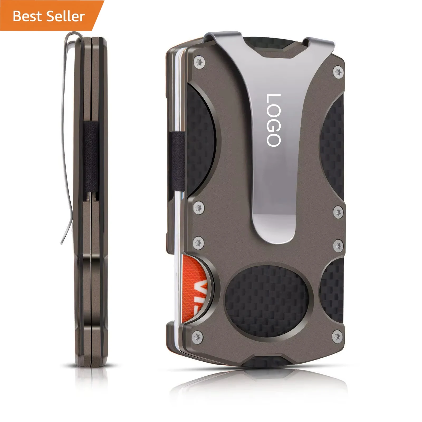 Slim Tactical Wallet RFID Blocking Minimalist Credit Card Holder with Aluminum Money Clip Carbon Fiber Wallets for Men