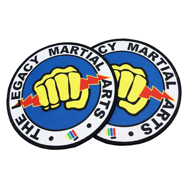 High Quality Custom Logo Woven Patches Round Woven Badges Iron On Clothing Patches