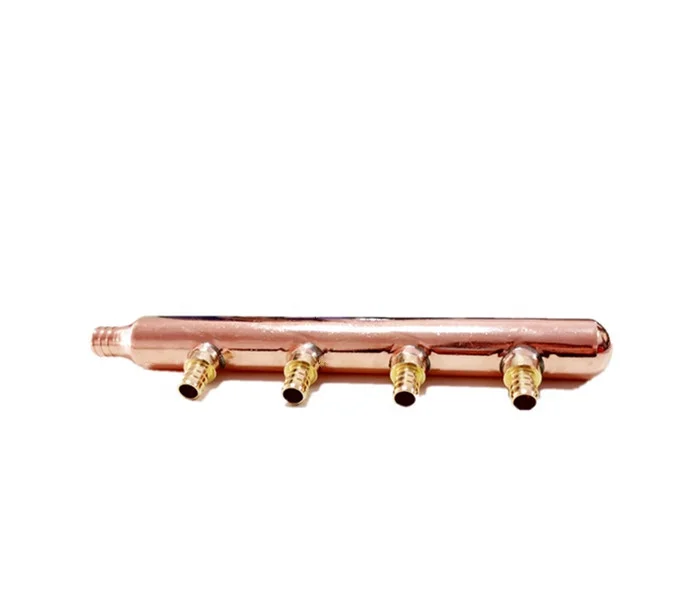 4-Branch Manifold - red Copper - 3/4' x 1/2' with lead free brass fittings