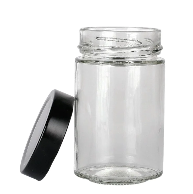 Hot Selling Cylindrical Glass Jam Honey Bottle Glass Food Storage Jar Sealed Storage Kimchi Bottle With Metal Lid