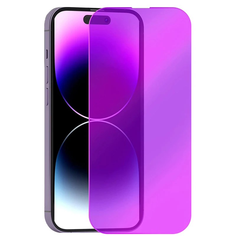Colored Anti-Peep Tempered Glass Screen Protector for iPhone 14 Pro Max Privacy Screen Protector Anti Blue Light Eye Protection