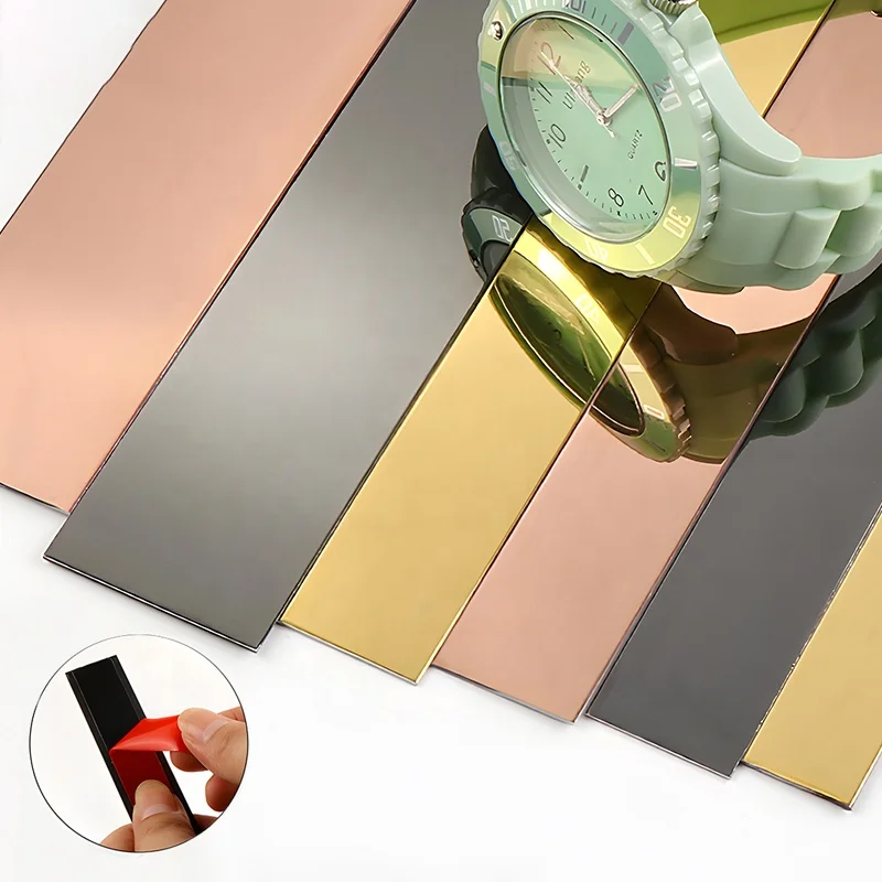 10mm Flat Metal Strip Stickers Stainless Steel Metal Mirror Adhesive Backed Strips For Background Wall Frame Decoration